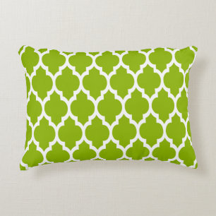 Apple Green White Moroccan Quatrefoil Pattern #4 Decoratief Kussen