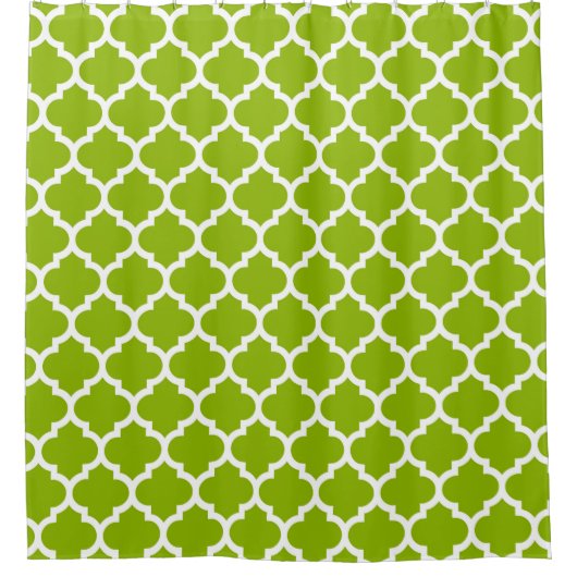 Apple Green White Moroccan Quatrefoil Pattern #5 Douchegordijn (Voorkant)