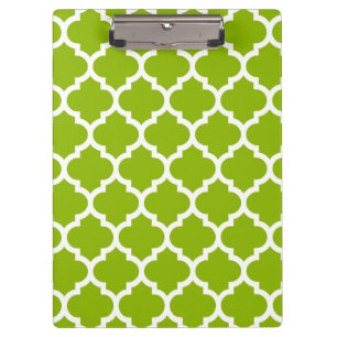 Apple Green White Moroccan Quatrefoil Pattern #5 Klembord