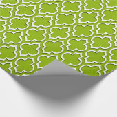 Apple Green White XL Moroccan Quatrefoil #7DS Cadeaupapier (Hoek)