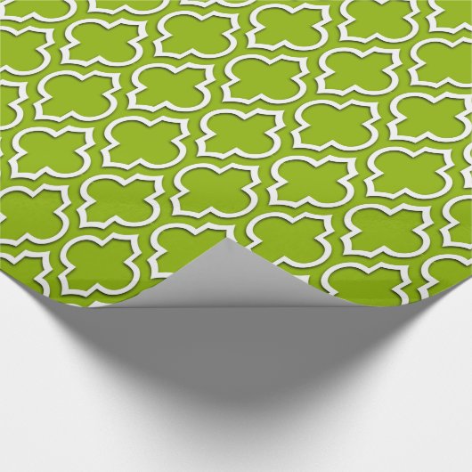 Apple Green White XL Moroccan Quatrefoil #7DS Cadeaupapier (Hoek)