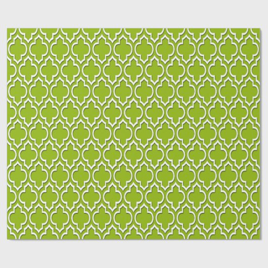 Apple Green White XL Moroccan Quatrefoil #7DS Cadeaupapier (Vlak)