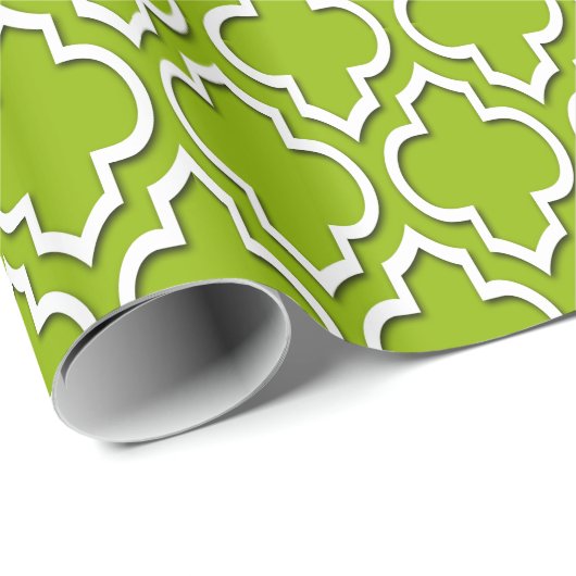 Apple Green White XL Moroccan Quatrefoil #7DS Cadeaupapier (Rol Hoek)