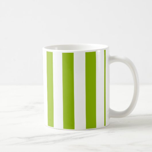 Apple Green White XL Stripes Pattern Koffiemok (Rechts)