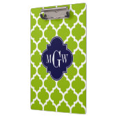 Apple Green Wt Moroccan #5 Navy 3 Initiaal Monogra Klembord (Links)