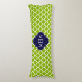 Apple Green Wt Moroccan #5 Navy 3 Initiaal Monogra Lichaamskussen (Voorkant Verticaal)