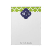 Apple Green Wt Moroccan #5 Navy 3 Initiaal Monogra Notitieblok (Linkerzijde)
