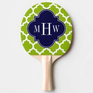 Apple Green Wt Moroccan #5 Navy 3 Initiaal Monogra Tafeltennisbatje