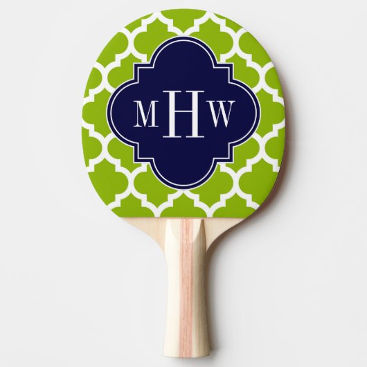 Apple Green Wt Moroccan #5 Navy 3 Initiaal Monogra Tafeltennisbatje (Voorkant)