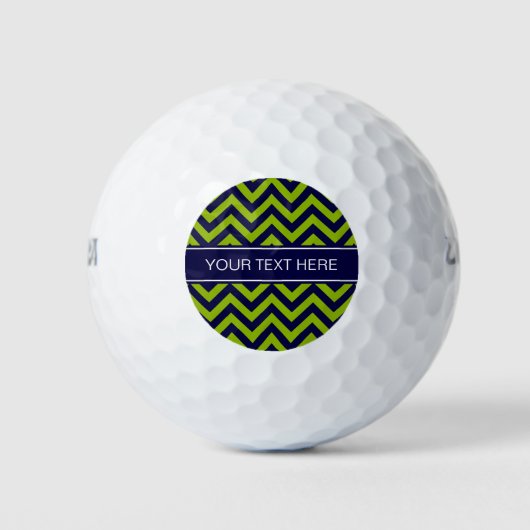 Apple Grn Navy LG Chevron Navy Blue Monogram Golfballen (Voorkant)