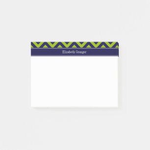 Apple Grn Navy LG Chevron Navy Blue Monogram Post-it® Notes