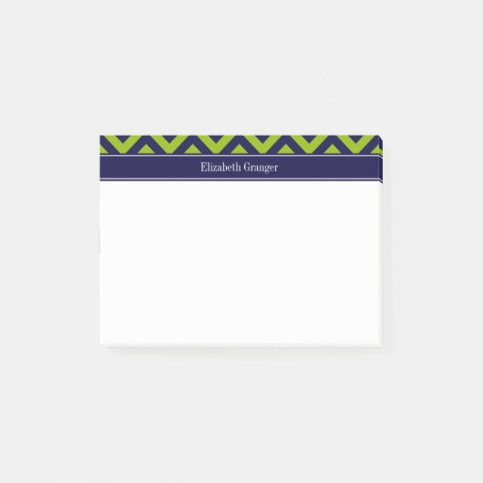 Apple Grn Navy LG Chevron Navy Blue Monogram Post-it® Notes (Voorkant)