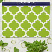 Apple Grn WhMarokkaans #5 Monogram op de blauwe na Theedoek (Gevouwen)