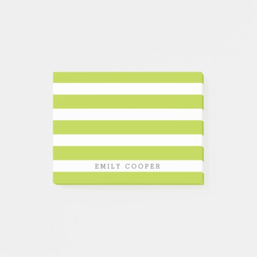 Apple Groen en Wit Klassieke Strepen Monogram Post-it® Notes (Voorkant)