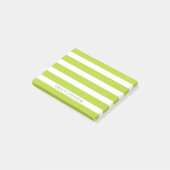 Apple Groen en Wit Klassieke Strepen Monogram Post-it® Notes (Schuin)