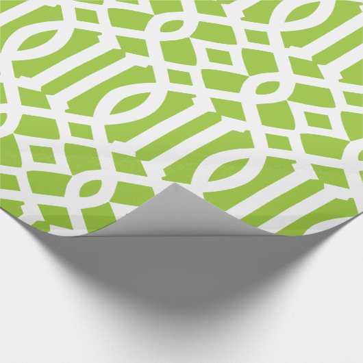 Apple groen en wit trellis patroon cadeaupapier (Hoek)