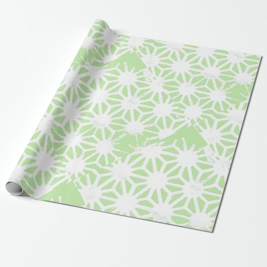 Apple groen geometrisch patroon cadeaupapier (Uitgerold)