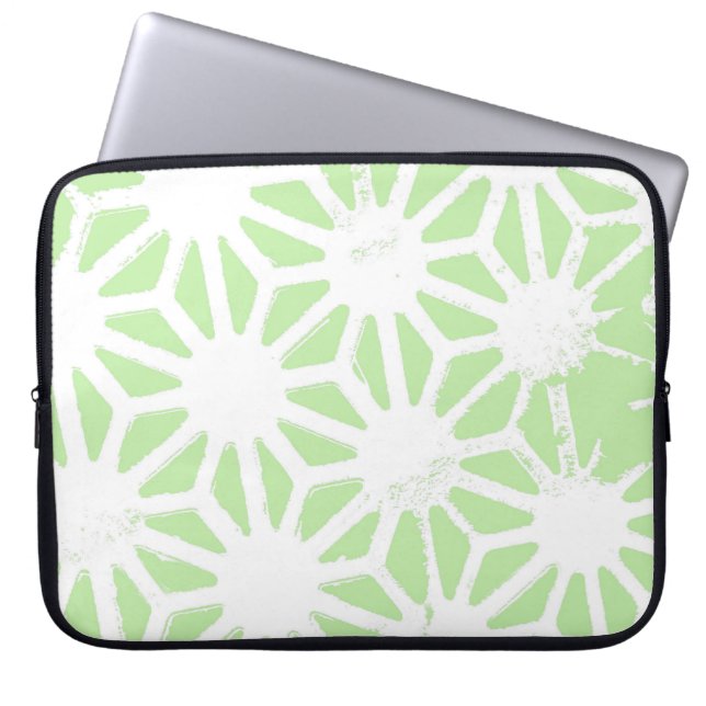 Apple groen geometrisch patroon laptop sleeve (Voorkant)