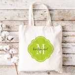 Apple Groen Monogram Bruidsmeisje Canvas tas<br><div class="desc">Schattigee trendy monogrammed bruiloft party canvas tassen gepersonaliseerd met een aangepaste monogram initiaal,  bruidsmeisje tekst of voeg een naam of een ander bericht. Klik op Aanpassen om tekst lettertypen en kleuren te wijzigen in creëer een uniek cadeau voor uw bruidsmeisjes en bruiloftsfeest!</div>