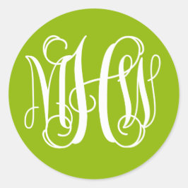 Apple Groen Wit Vine Script Monogram DIY BG Ronde Sticker