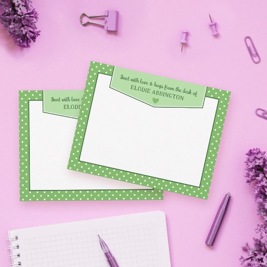 Apple Groene Polka Dots Hart Verzonden Met Liefde  Notitiekaartje