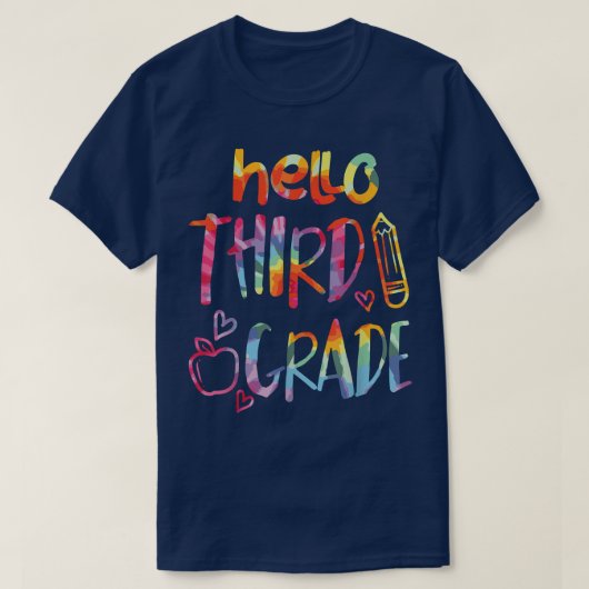Apple Hallo derde klas 3e eerste schooldag de T-shirt (Design voorkant)