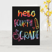 Apple Hallo Vierde Klas 4e Eerste Dag Van School T Kaart (Gele Bloem)
