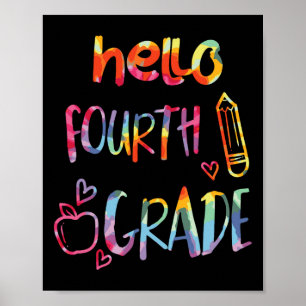 Apple Hallo Vierde Klas 4e Eerste Dag Van School T Poster