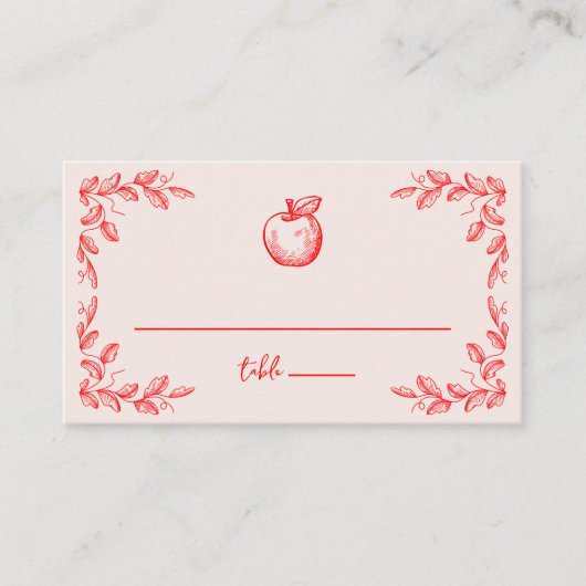 Apple Hand Drawn Herfst Herfst Baby shower Plaatskaartje (Voorkant)