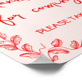 Apple Hand Getrokken Baby shower Favorieten Teken Poster (Hoek)