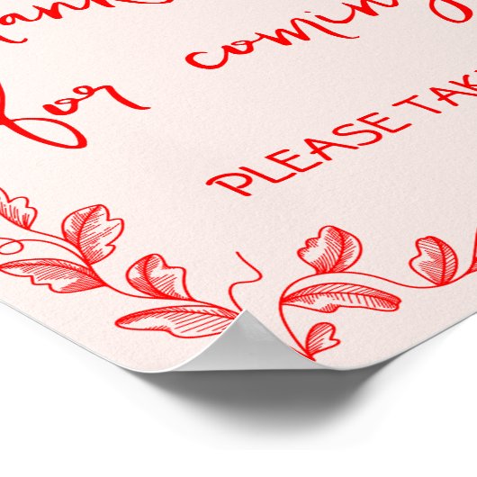 Apple Hand Getrokken Baby shower Favorieten Teken Poster (Hoek)