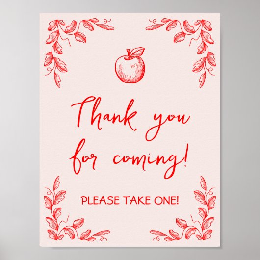 Apple Hand Getrokken Baby shower Favorieten Teken Poster (Voorkant)