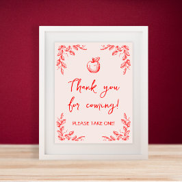 Apple Hand Getrokken Baby shower Favorieten Teken Poster