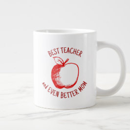Apple Hand getrokken | Beste leraar mam Grote Koffiekop