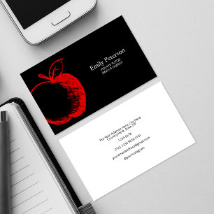 Apple Hand getrokken   Zwart Visitekaartje