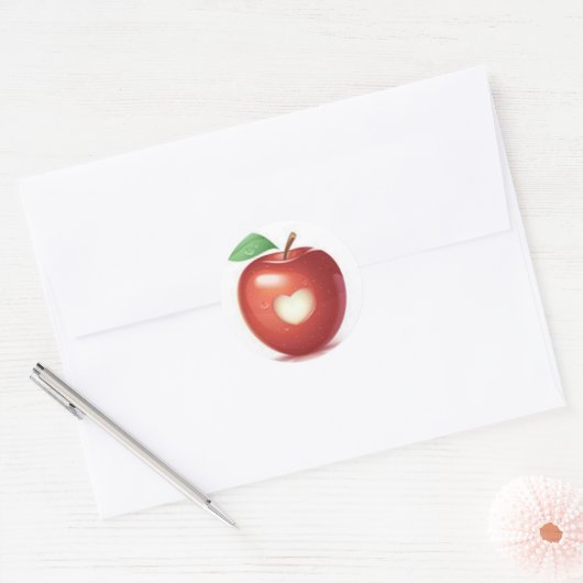 Apple hart ronde sticker (Envelop)