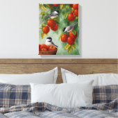 Apple Harvest Chickadees 30 "x20" Canvas Afdruk (Insitu (Slaapkamer))
