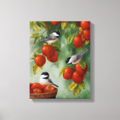 Apple Harvest Chickadees 30 "x20" Canvas Afdruk (Voorkant)
