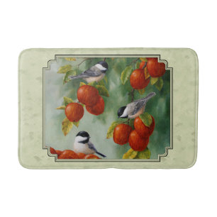 Apple Harvest Chickadees Green Badmat