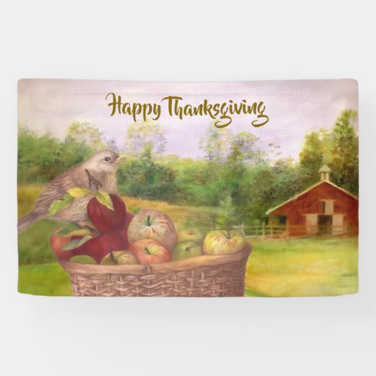 Apple Harvest Happy Thanksgiving Custom Spandoek (Horizontaal)