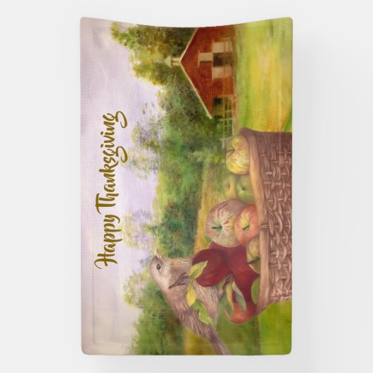 Apple Harvest Happy Thanksgiving Custom Spandoek (Verticaal)