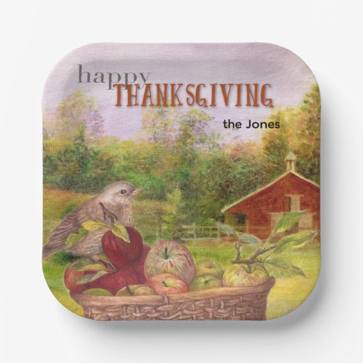 Apple Harvest Happy Thanksgiving Papieren Bordje (Voorkant)