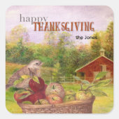 Apple Harvest Happy Thanksgiving Vierkante Sticker (Voorkant)