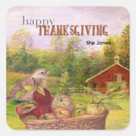 Apple Harvest Happy Thanksgiving Vierkante Sticker