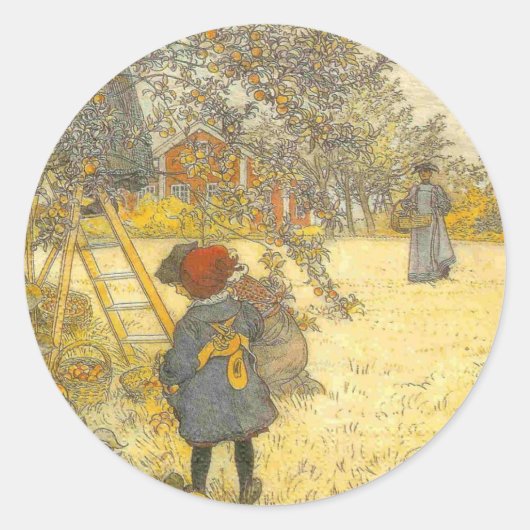 Apple Harvest  Scandinavisch door Carl Larsson Ronde Sticker (Voorkant)