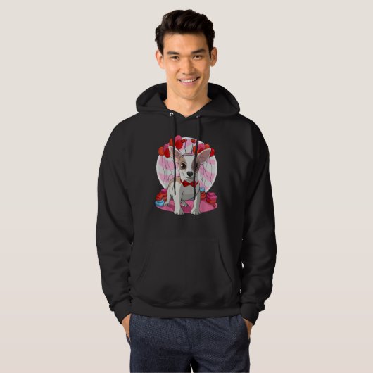 Apple Head Chihuahua Heart Valentine Day Decor Hoodie (Voorkant volledig)