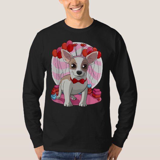Apple Head Chihuahua Heart Valentine Day Decor T-shirt (Voorkant)
