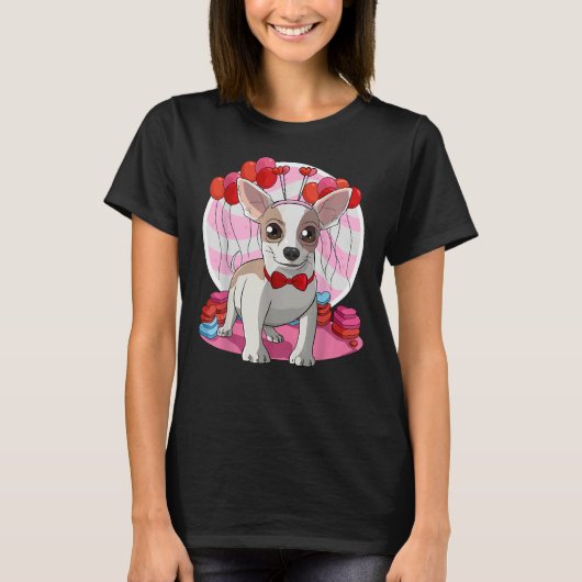 Apple Head Chihuahua Heart Valentine Day Decor T-shirt (Voorkant)