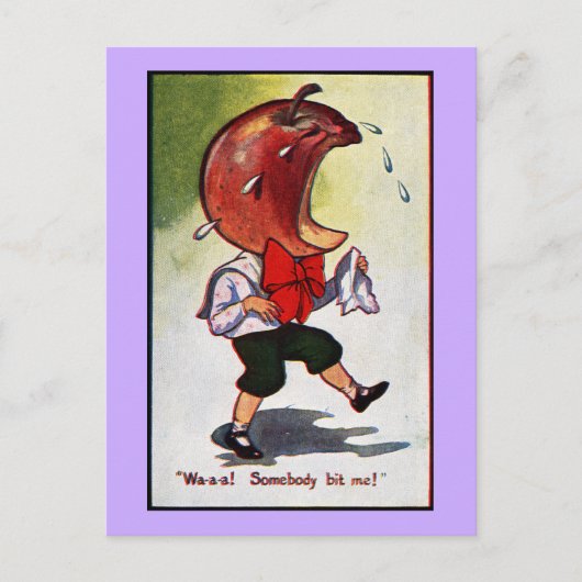 Apple-Headed Boy Bitten Briefkaart (Voorkant)