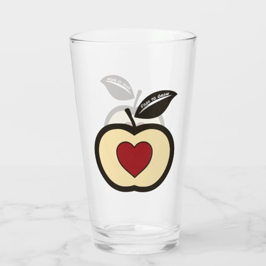 Apple & Heart Black & Red Food om Logo te kweken Glas (Achterkant)
